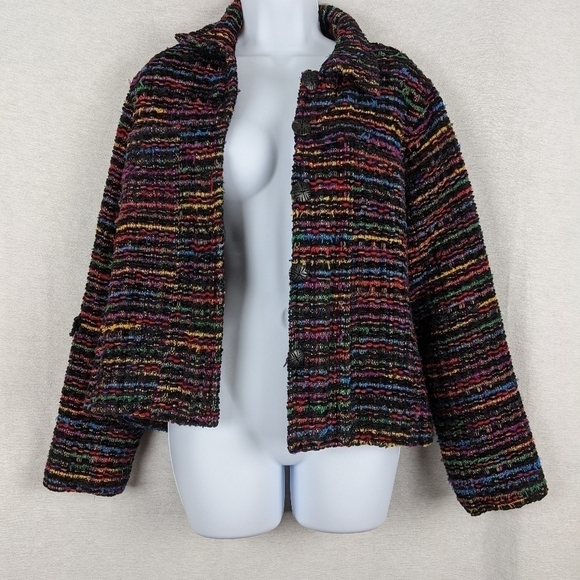 New Direction colorful striped Tweed jacket Sz medium - Picture 4 of 9
